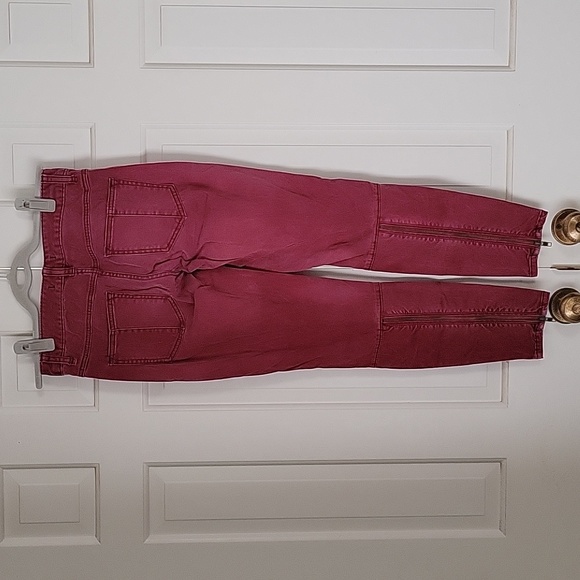Free People women's red skinny jeans sz 26 punk grunge boho - Picture 2 of 8